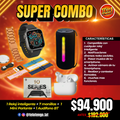 Mega Combo 4x1 (Reloj Inteligente + 7 Manillas para reloj + Audifonos Inalambricos + Parlante de mano)